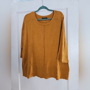 Cyrus Mustard/Orange Crew Neck 3/4 Blouse